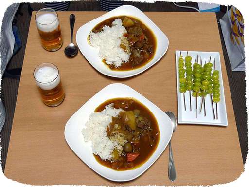 薬膳カレーと銀杏串焼き