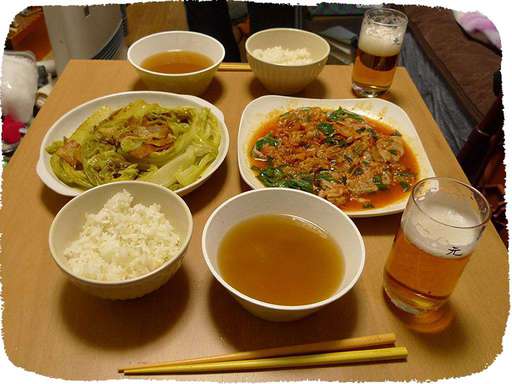 豚キムチ、白菜カレー炒め