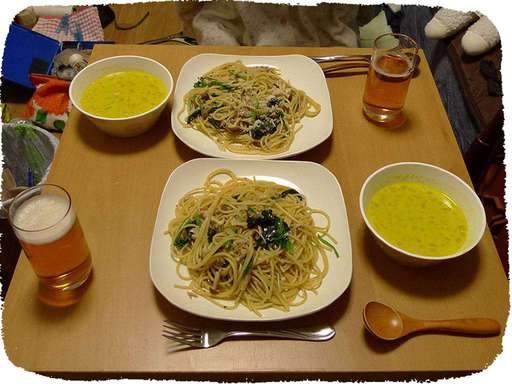 かぼちゃスープとほうれんそう...