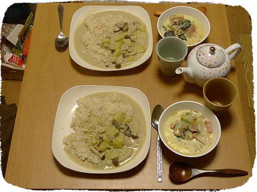 タイカレーと白菜クリームスー...