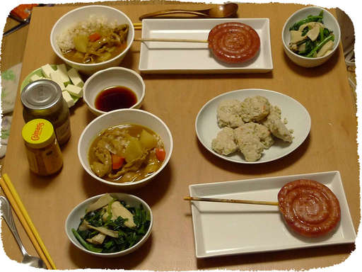 ソーセージとカレーの残り