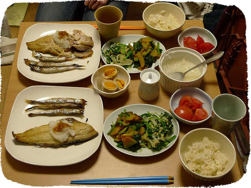 干物と野菜炒めとか