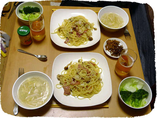 しめじと新タマネギとベーコン...
