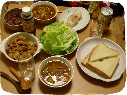 スープカレー、春きゃべつ、鳥...