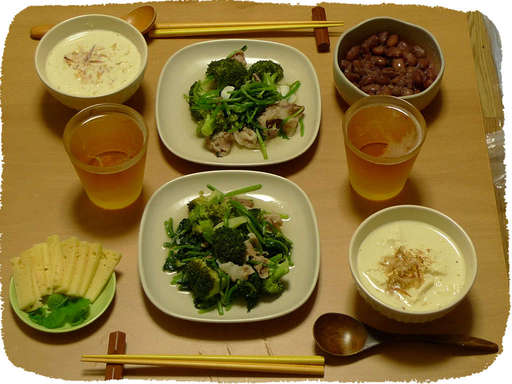 ブロッコリと豚肉、寄席豆腐
