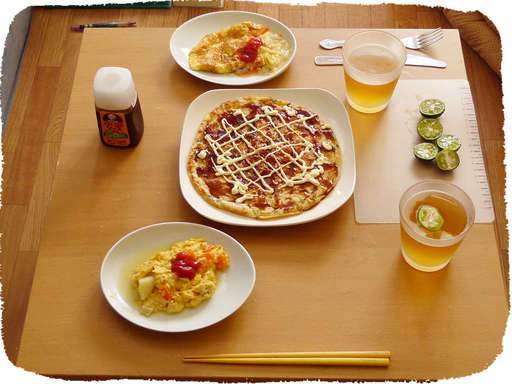 お好み焼きとたまご