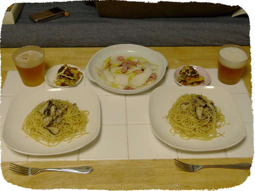 椎茸アンチョビパスタ