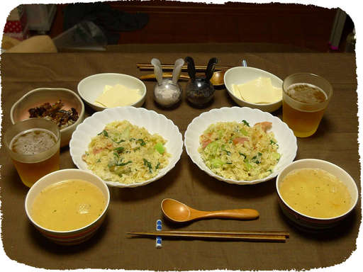 炒飯、スープ、とうふ