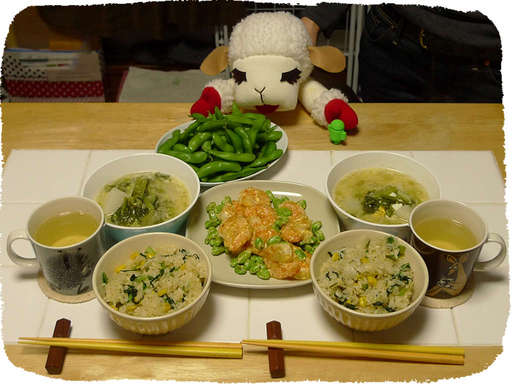 海老マヨ枝豆添え、バター味噌...