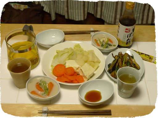 温野菜、ナス味噌炒め