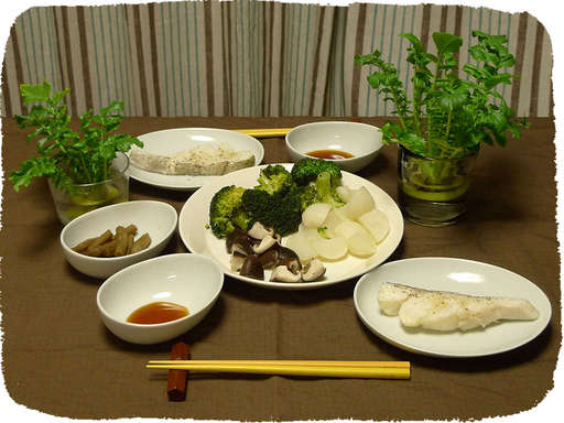 鱈、蒸し野菜