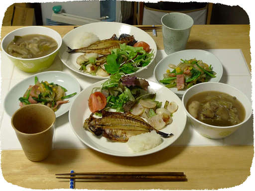 アジ干物、かぶソテー、カブの...
