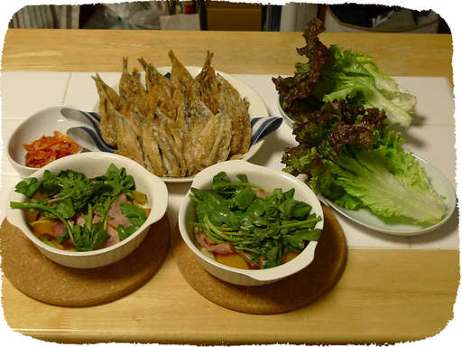 しこいわしの唐揚げ、カボチャ...