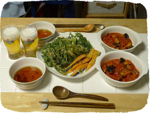 にんじん天ぷら、ナストマトソ...