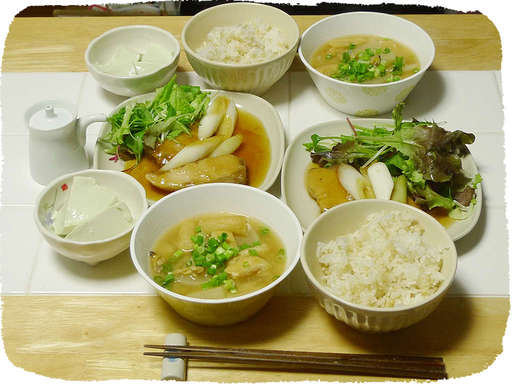 鰆のあんかけソース、みそ汁