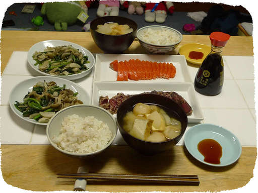 刺身ときのこ炒め