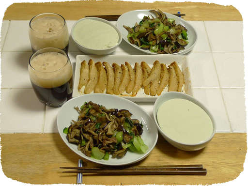 ハクレイダケ、チンゲン菜炒め