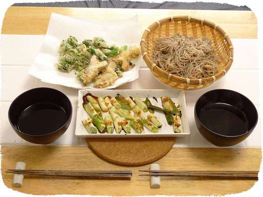 こごみと椎茸の天ぷら、下仁田...