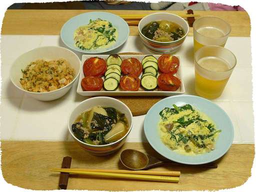 ほうれん草オムレツ、カブのス...