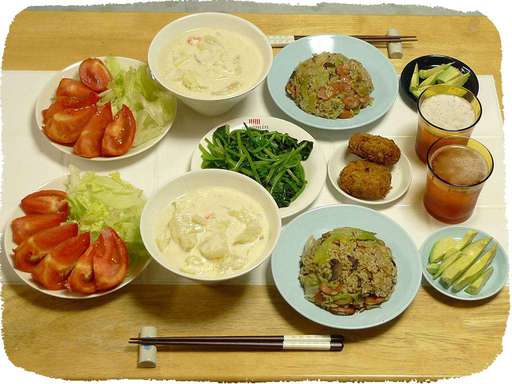 チャーハン、豆乳鍋