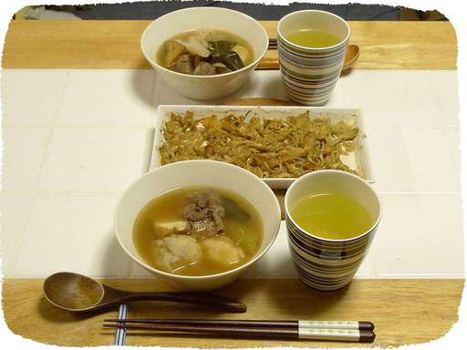 芋煮とタモギ茸