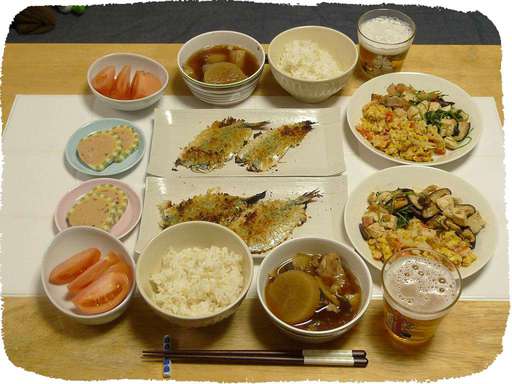 いわしのパン粉焼き、カニカマ...