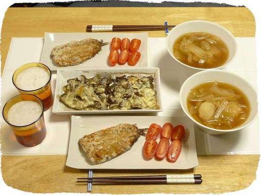 舞茸チーズ焼き、いわし竜田揚...