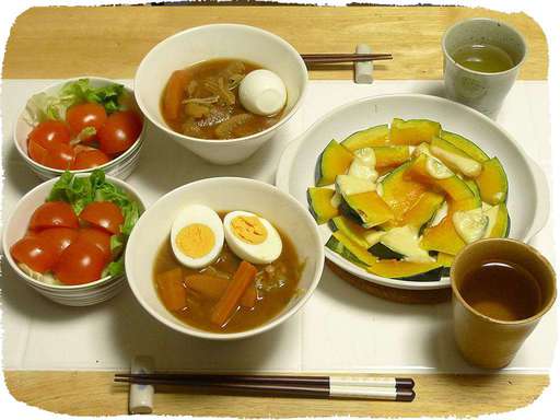 味噌煮込み、かぼちゃオーブン...