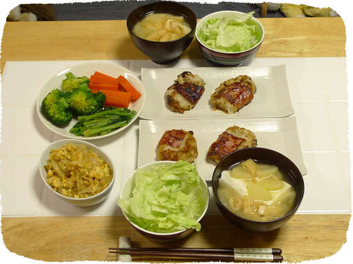 山芋ベーコン巻き、蒸し野菜、...