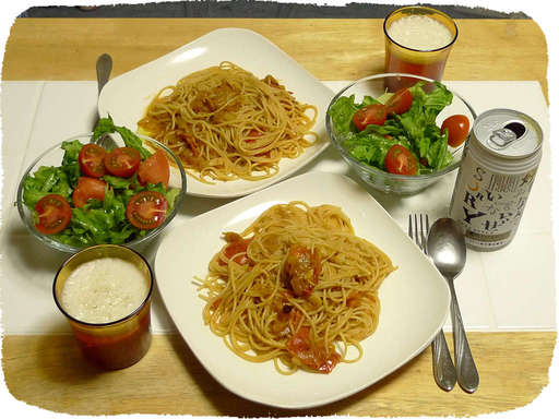 生トマトぺペロンチーノ、サラ...