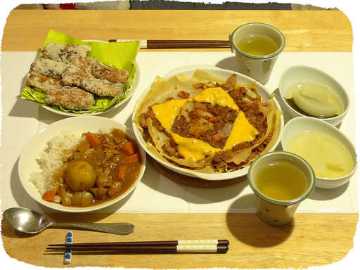 イワシの竜田揚げ、カレー