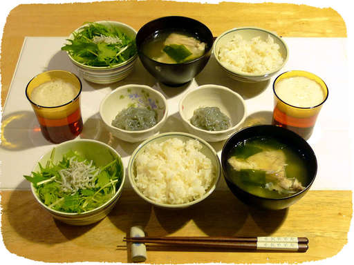生しらす丼、鯛の潮汁