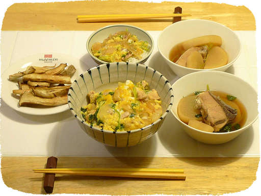 親子丼、ぶり大根