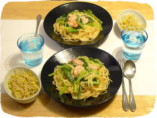 えび小松菜クリームパスタ