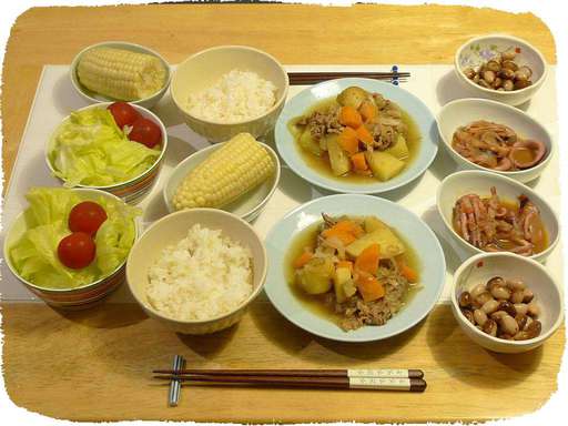 肉じゃが、白とうもろこし