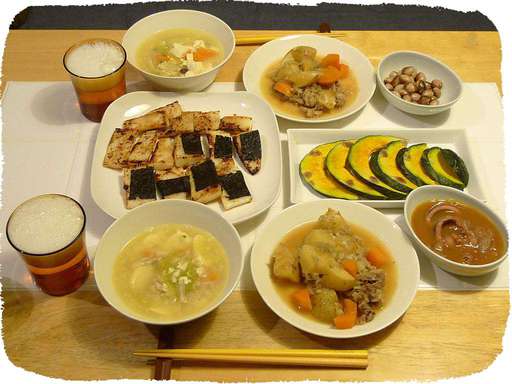 山芋しょうゆ焼き、豆腐スープ...