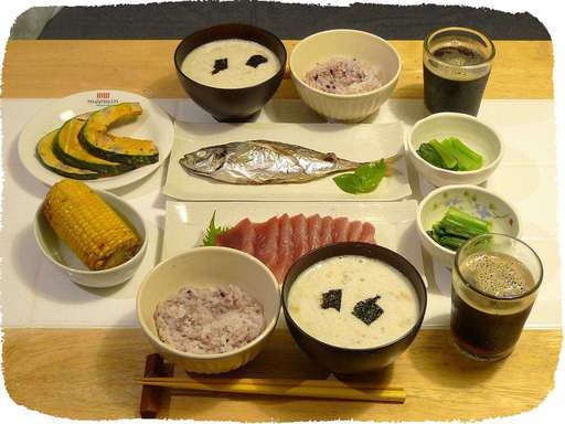 とろろ山かけ、あじの焼き魚