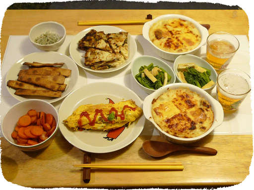 菊芋グラタンとオムレツ