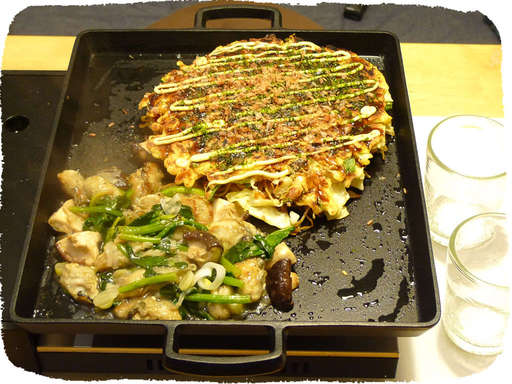 モダン焼と牡蠣バター炒め
