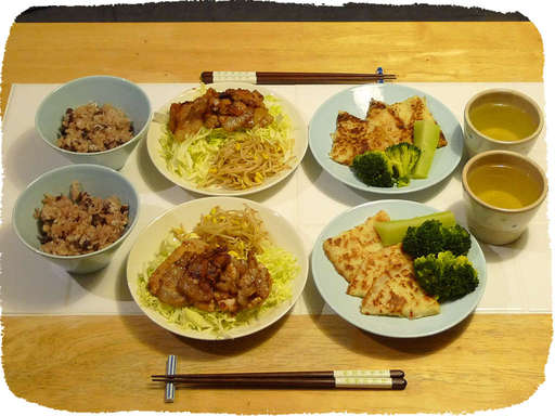 生姜焼き、山芋ふわふわ焼き