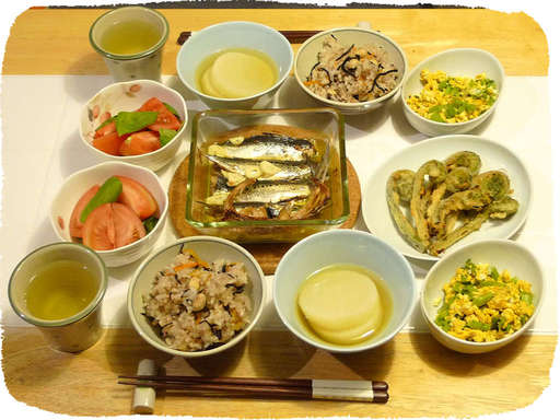 いわしオーブン焼き、こごみの...