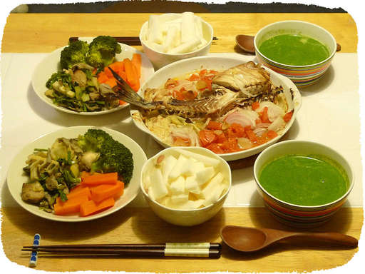 白身魚のトマトオーブン焼き、...
