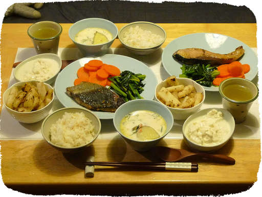 ブリ照り焼き、ほうれん草炒め