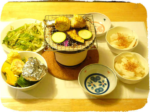 七輪で焼き物