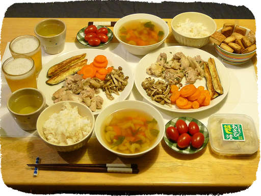 セロリスープ、レモンバーム鶏...