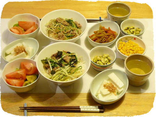 豚丼、長芋、きんぴらごぼう