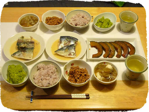 サバの味噌煮、かぼちゃ甘焼き