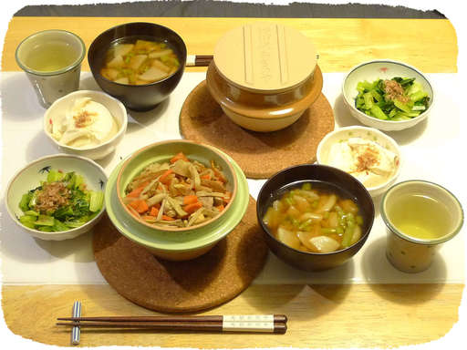 釜飯、かぶ味噌汁