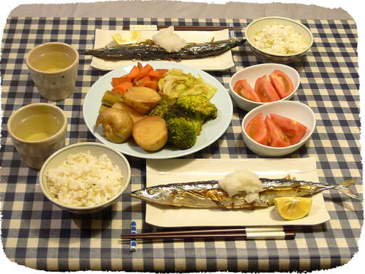 サンマ、野菜タジン
