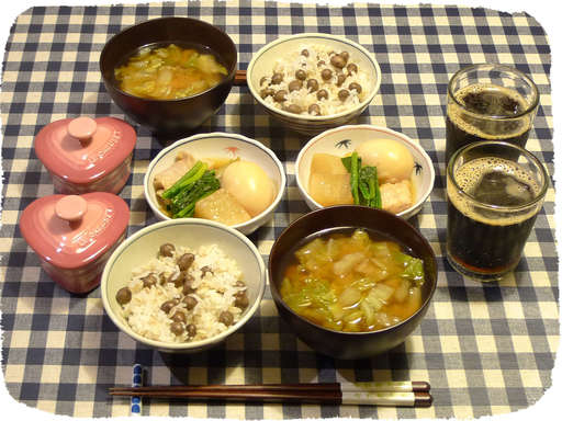 豚の角煮、むかごごはん